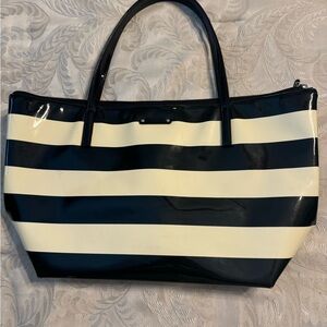 Kate spade black and white stripes with pink interior